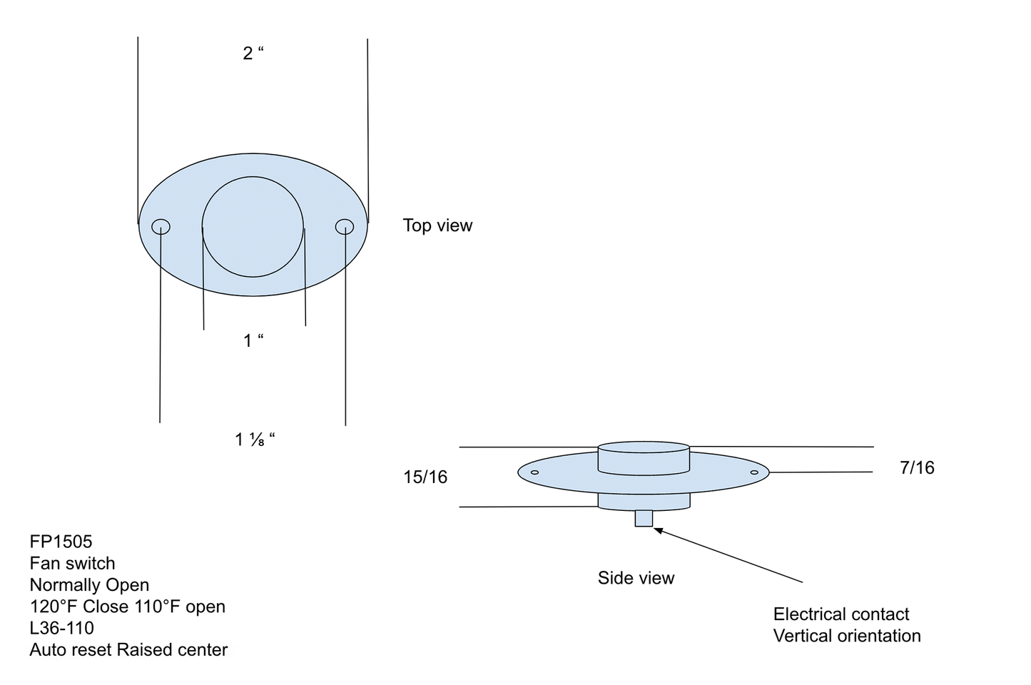 Large 120F (49C) Fan Heat Sensor